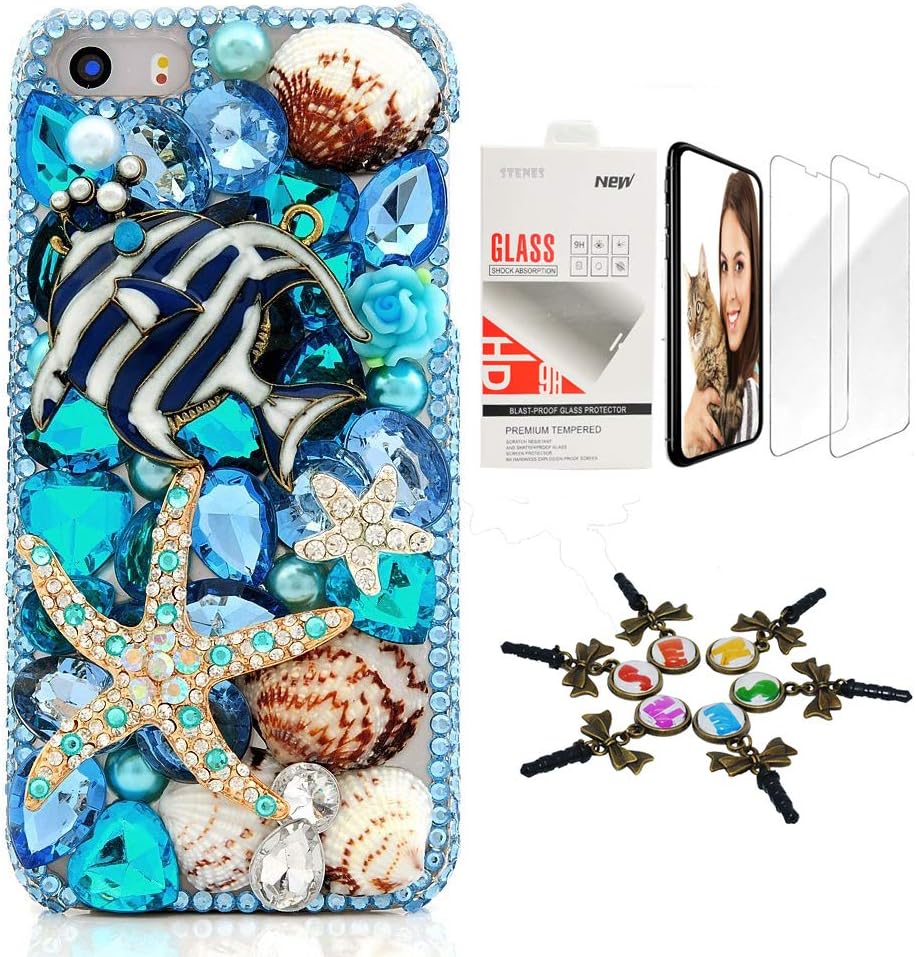 STENES Bling Case Compatible with Google Pixel 3a - Stylish - 3D Handmade [Sparkle Series] Luxurious Cross Flowers Design Cover with Screen Protector [2 Pack] - Black