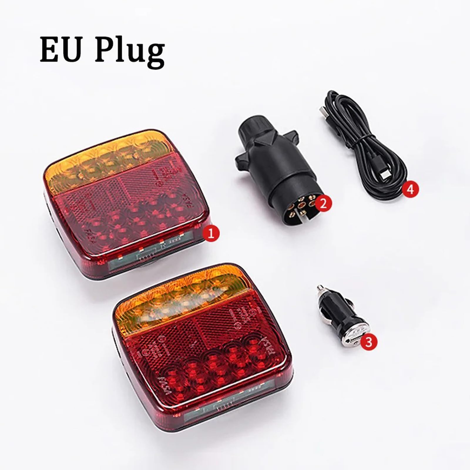 Magnetische Anhänger Rücklichter Kabellos Set, Kabelloses Beleuchtungs LED 12V, Wiederaufladbare Anhänger Beleuchtung mit ECE-Geprüft für Anhänger LKW Wohnwagen LKW RV Traktor