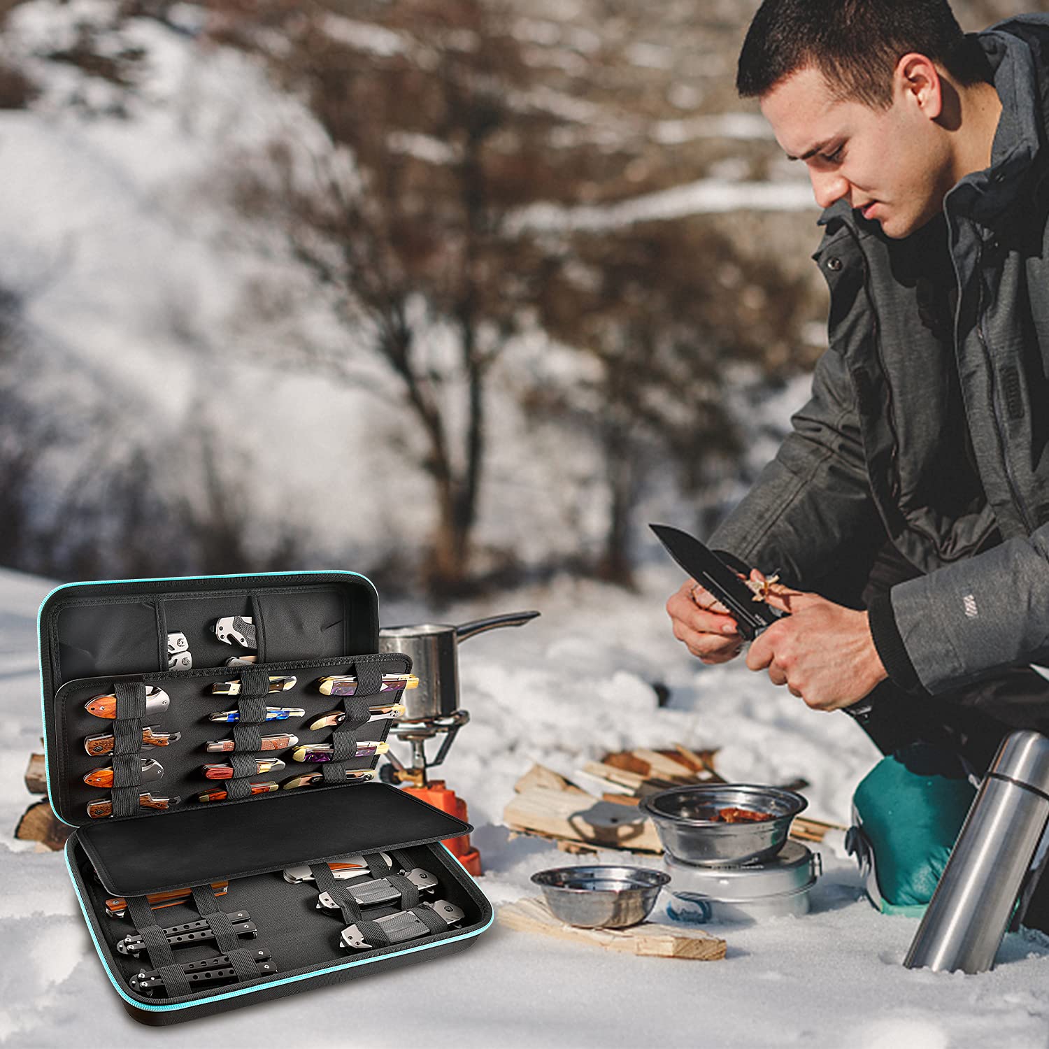 Buy Knife Display Case for 45+ Pocket Knives, for Butterfly Knife Storage Bag, Folding Knives