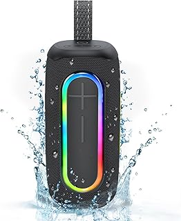 AWEI Loud Bluetooth Speakers, 40W Deep Bass Portable Wireless Speaker, Build-in MIC, IPX7 Waterproof with Dynamic RGB Light, Outdoor Bluetooth Speaker Via Bluetooth 5.3/3.5mm Aux-in/TF Card Connection