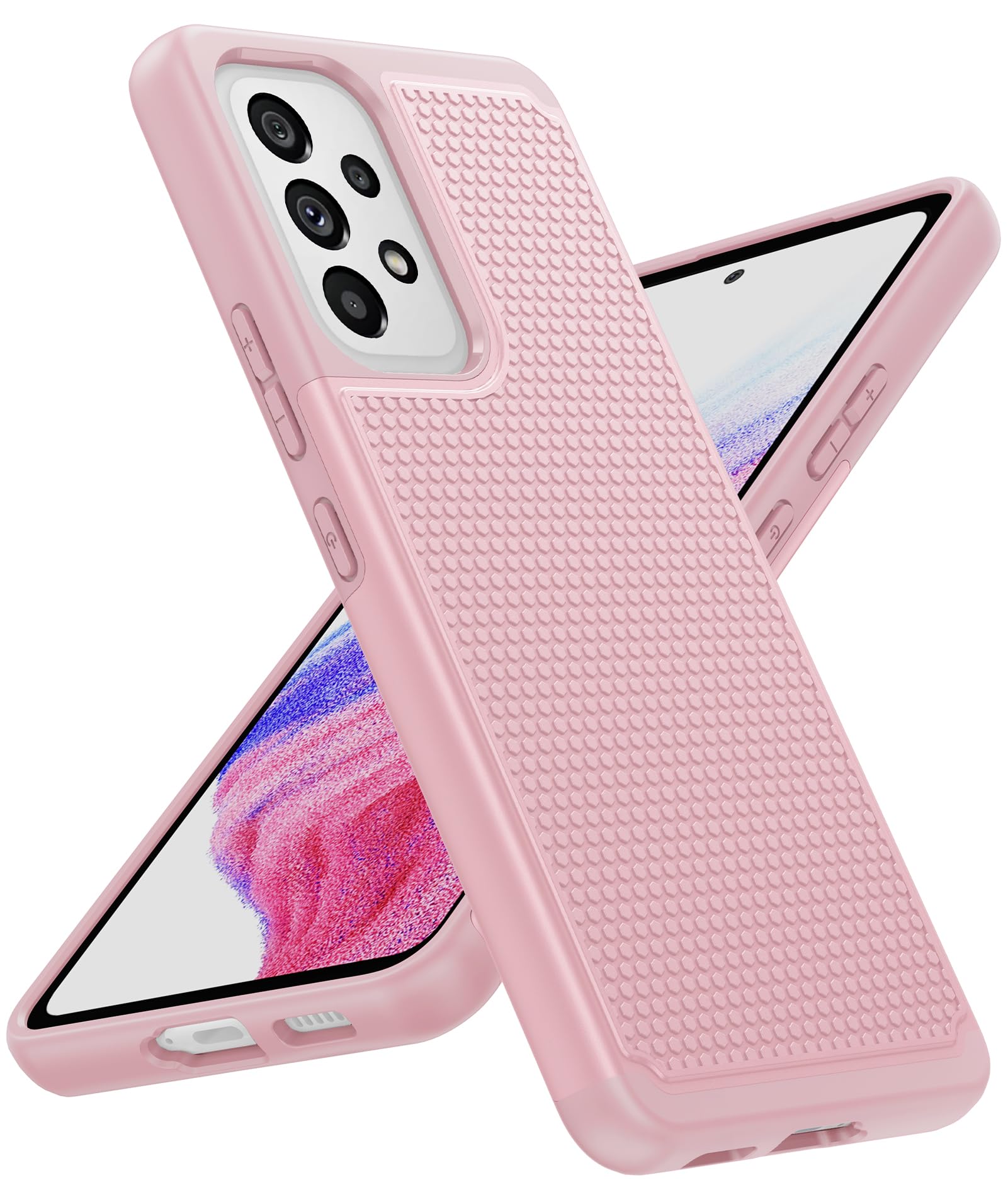 BNIUT for Galaxy A53-5G Phone Case: Samsung A53 5G Military Grade Drop Protection, 14ft Drop Tested, Anti-Slip Matte Textured, TPU+PC Dual Layer Shockproof Cover 6.5inch (Pink) Pink for Samsung A53