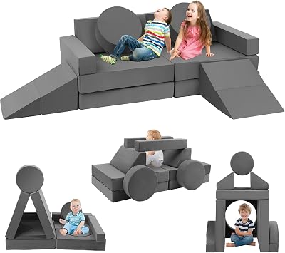 Edbuosy Toddler Couch Kids Sofa Modular - 18pcs Children Couches Building Fort, Convertible Foam Playing Cushion Creative Playroom Floor Furniture for Baby 1-3 to Teen Sofa and Play Set