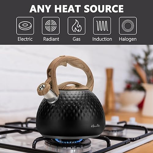 Miniatura 5 de harriet - Tetera harriet de 2.5 cuartos de galón para estufa, tetera silbante con bases duraderas de 5 capas, teteras de acero inoxidable de grado