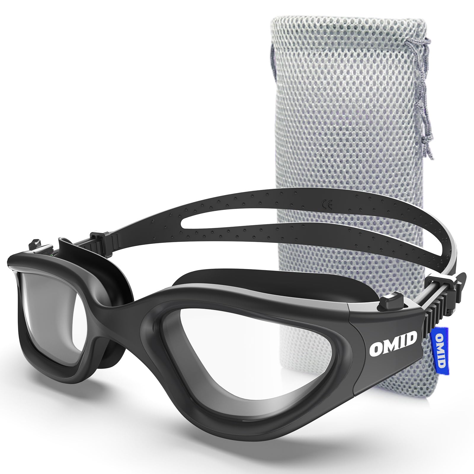 OMID Schwimmbrille, bequeme, polarisierte Schwimmbrille, beschlagfrei, auslaufsicher, UV-Schutz, kristallklare Sicht, Schwimmbrille für Herren, Damen, Erwachsene