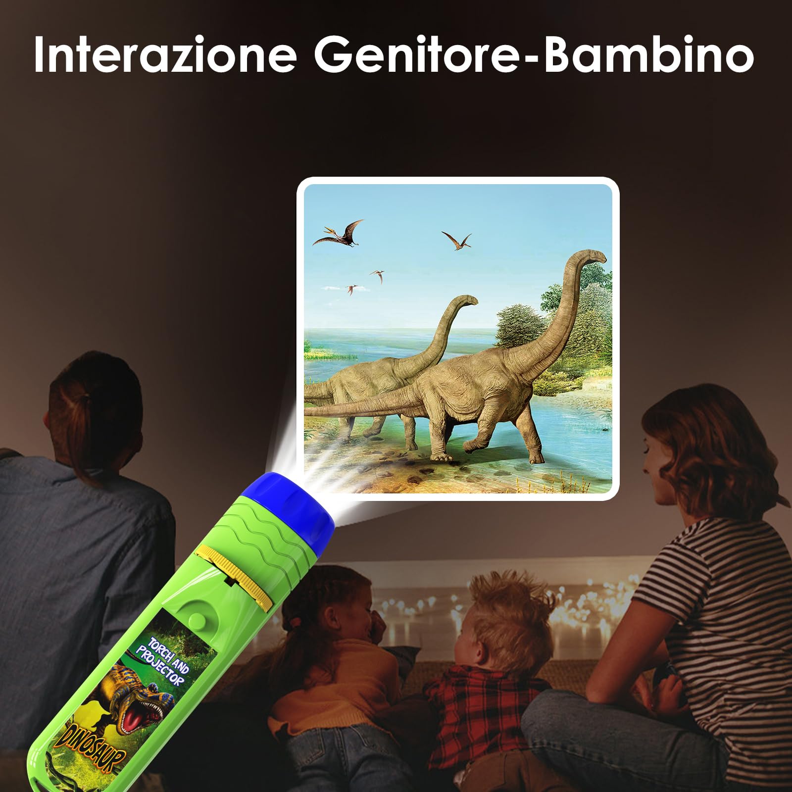 Pup Go Proiettore Torcia Dinosauro per Bambini 3+ Anni, Regalo Natale per Ragazzo, 24 Immagini Dinosauri, Storie Diapositive Torcia per Parete Soffitto Tenda, Crea Storie Giochi Regalo Scienza