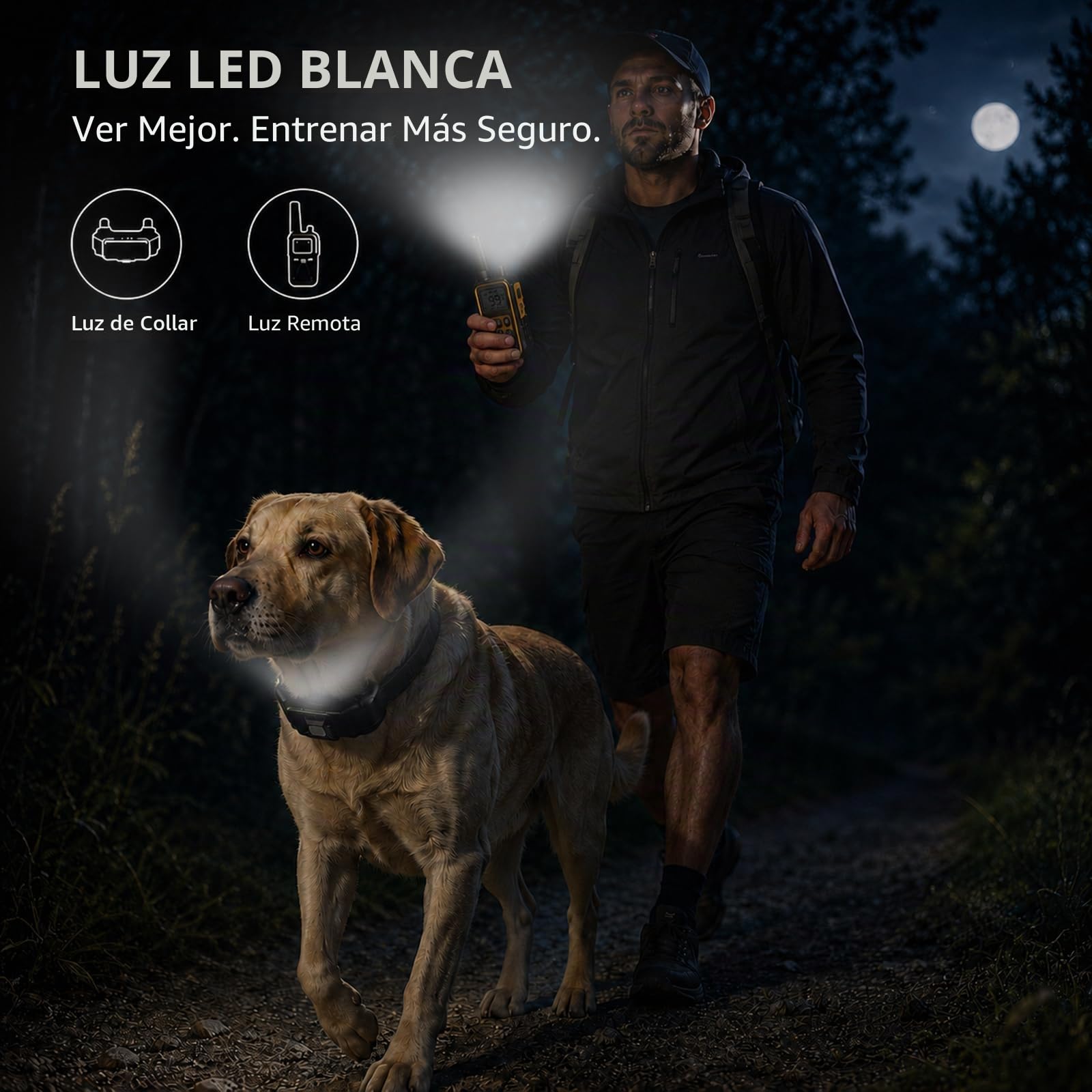 Collar de Adiestramiento para Perros con Control Remoto Inalámbrico, Collar Antiladridos Perros Pequeños, Modos de Pitido, Luz LED, Vibración y Fuerte Vibración, 500 Metros De Alcance