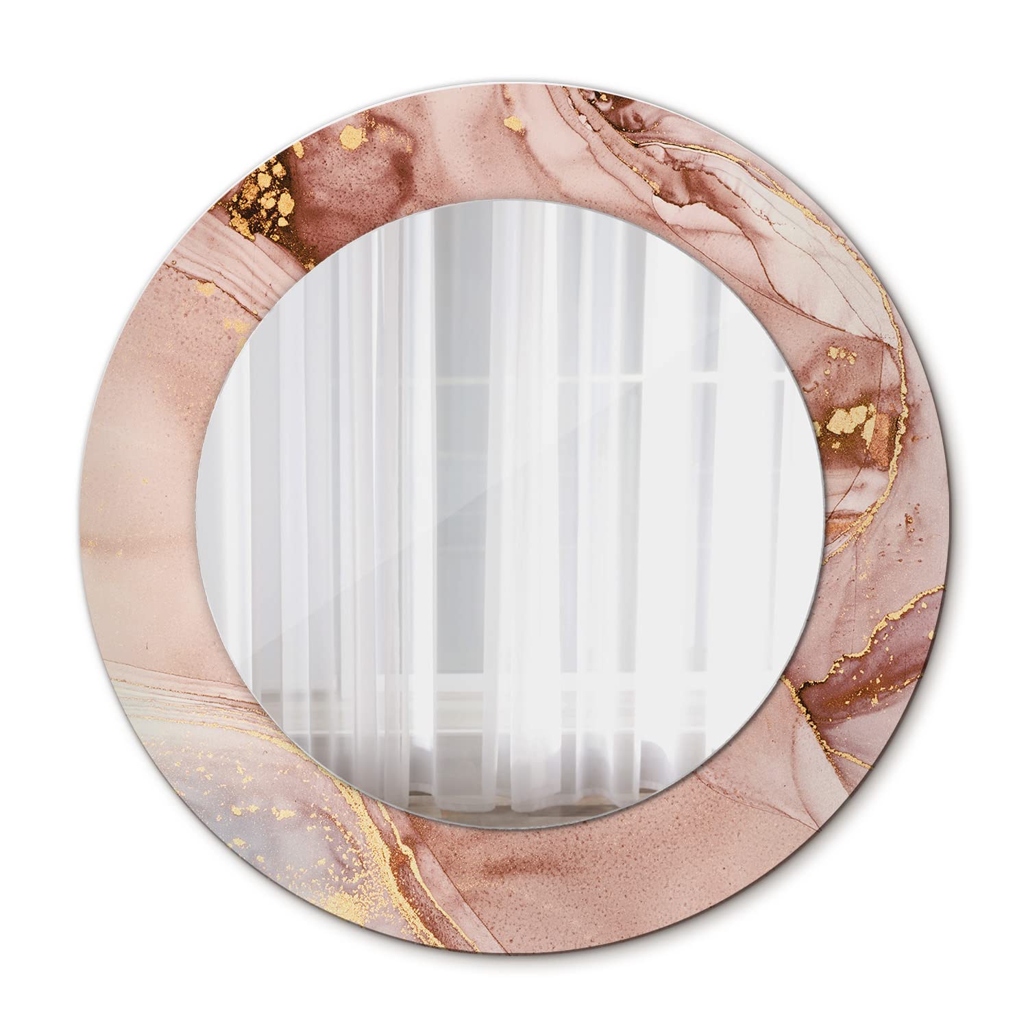 Tulup Wall Mirror Unique Mirror Home Decoration Ø19.7 in / 50 cm Circular Mirror with Print Overprint Glass - Abstract fluid