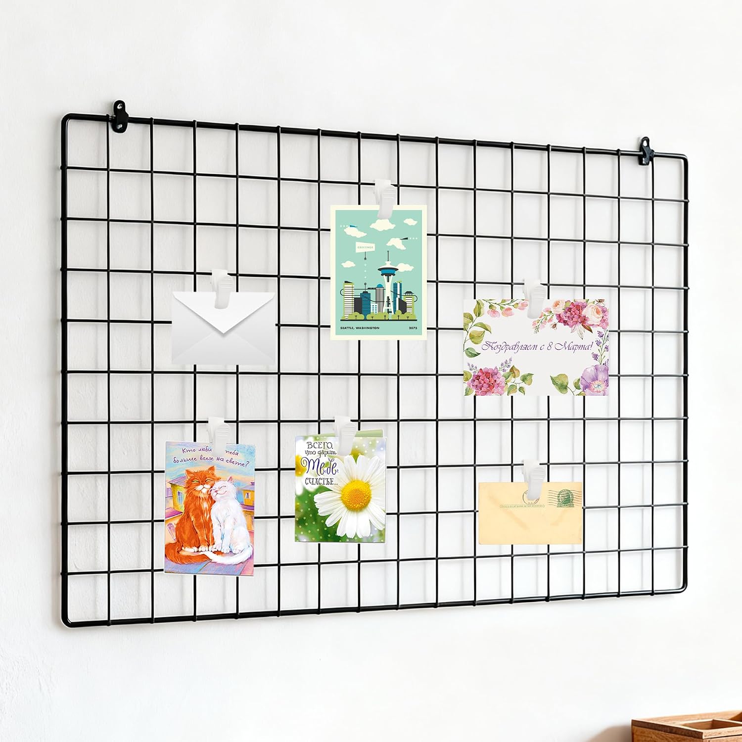 16 Pcs Picture Hanging Clips for Grid Wall Small Clip for Panel Wire Rack | Plastic Retail Grid Wall Accessory for Home Office Cubicle Workplace Organization