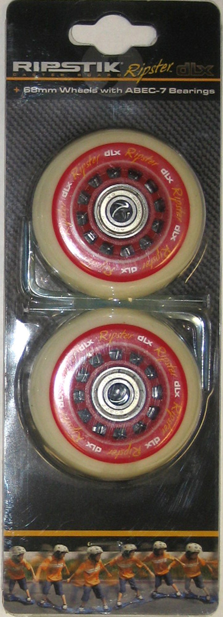 Razor Mini Ripstik RIPSTER DLX Replacement Wheel Set, RED 68mm with ABEC-7 Bearings