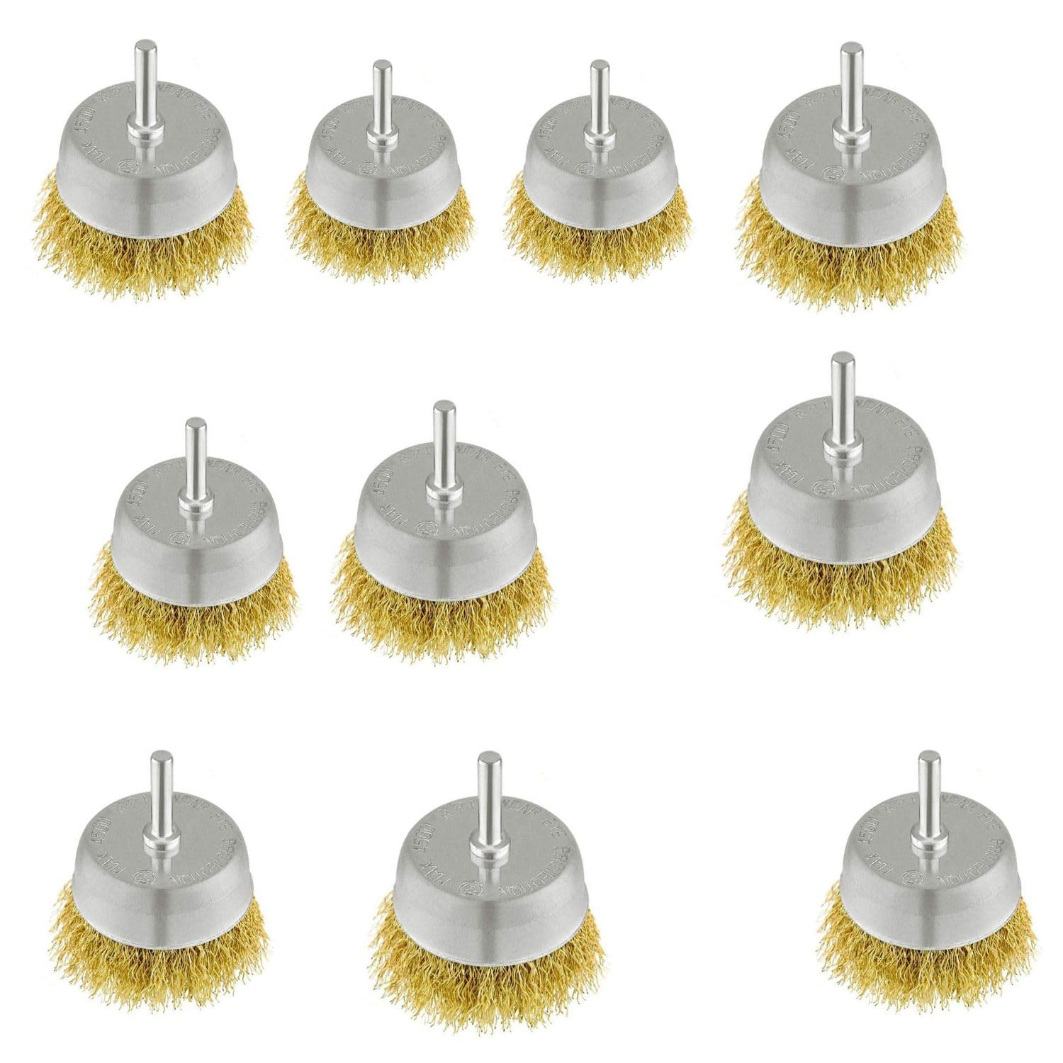 Inditrust 65mm Round Cup brush criped wire wheel for rust removal, paint removal, deburring sharp edges (10 PCS)
