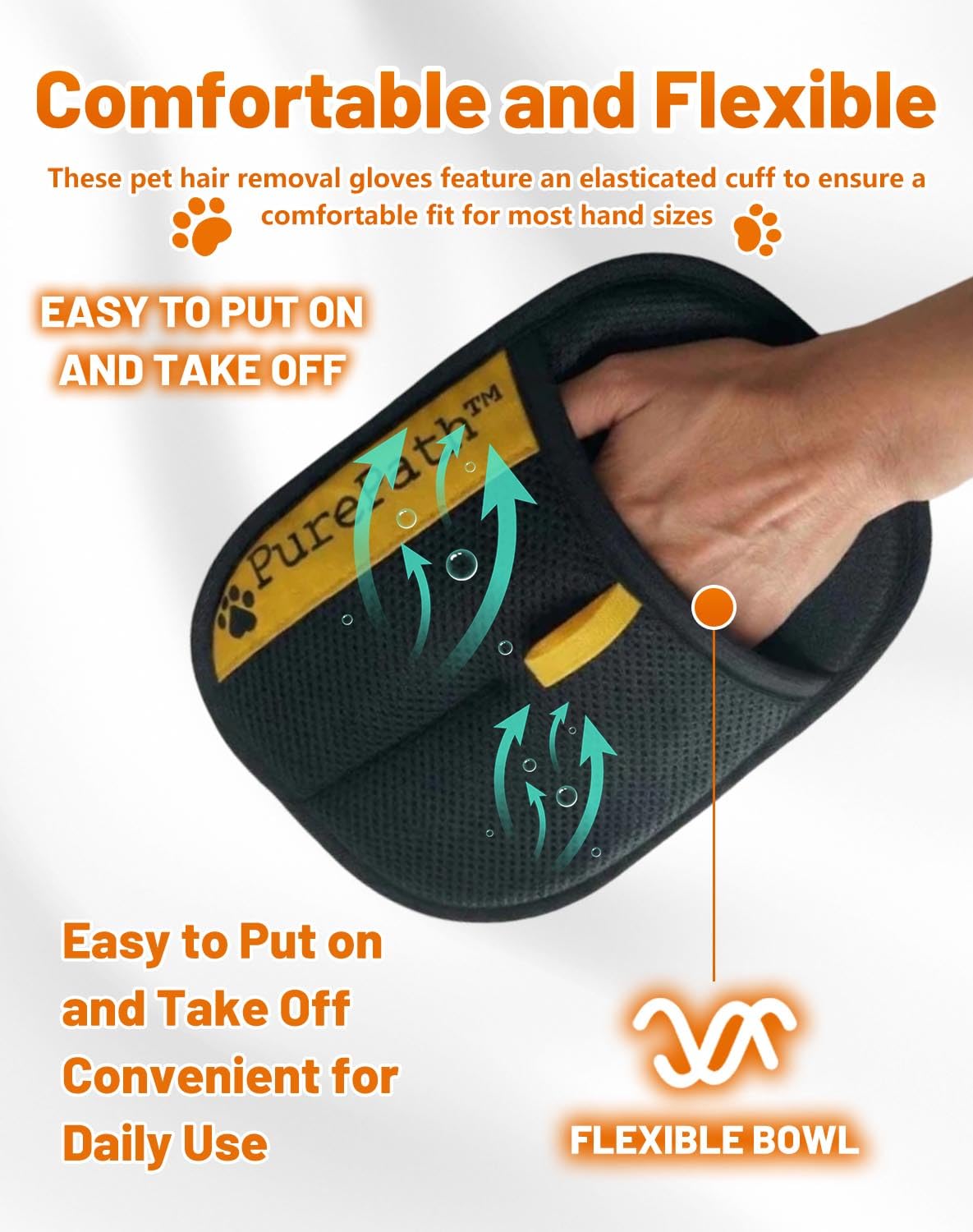 Pure Path Pet Hair Glove, 2/3PCS PurePath Pet Hair Removal, Electrostatic Grip Technology, Reusable & Washable, for All Fur Types & Surfaces (2pcs)