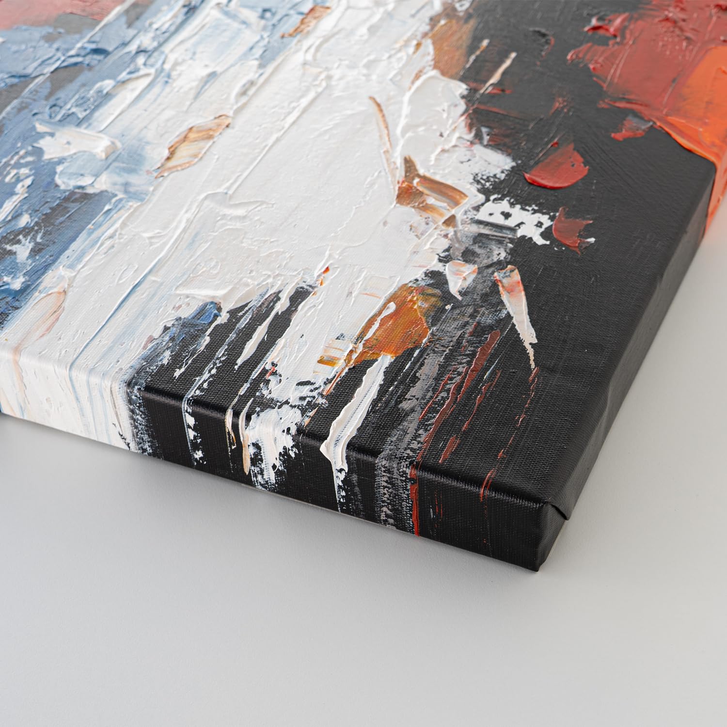 AUREDAS Handgemaltes Acrylgemälde 60x80 cm – abstraktes Frauenportrait in Schwarz, Rot & Orange – Hochformat auf Baumwollleinwand ohne Schattenfugenrahmen – Atalantum