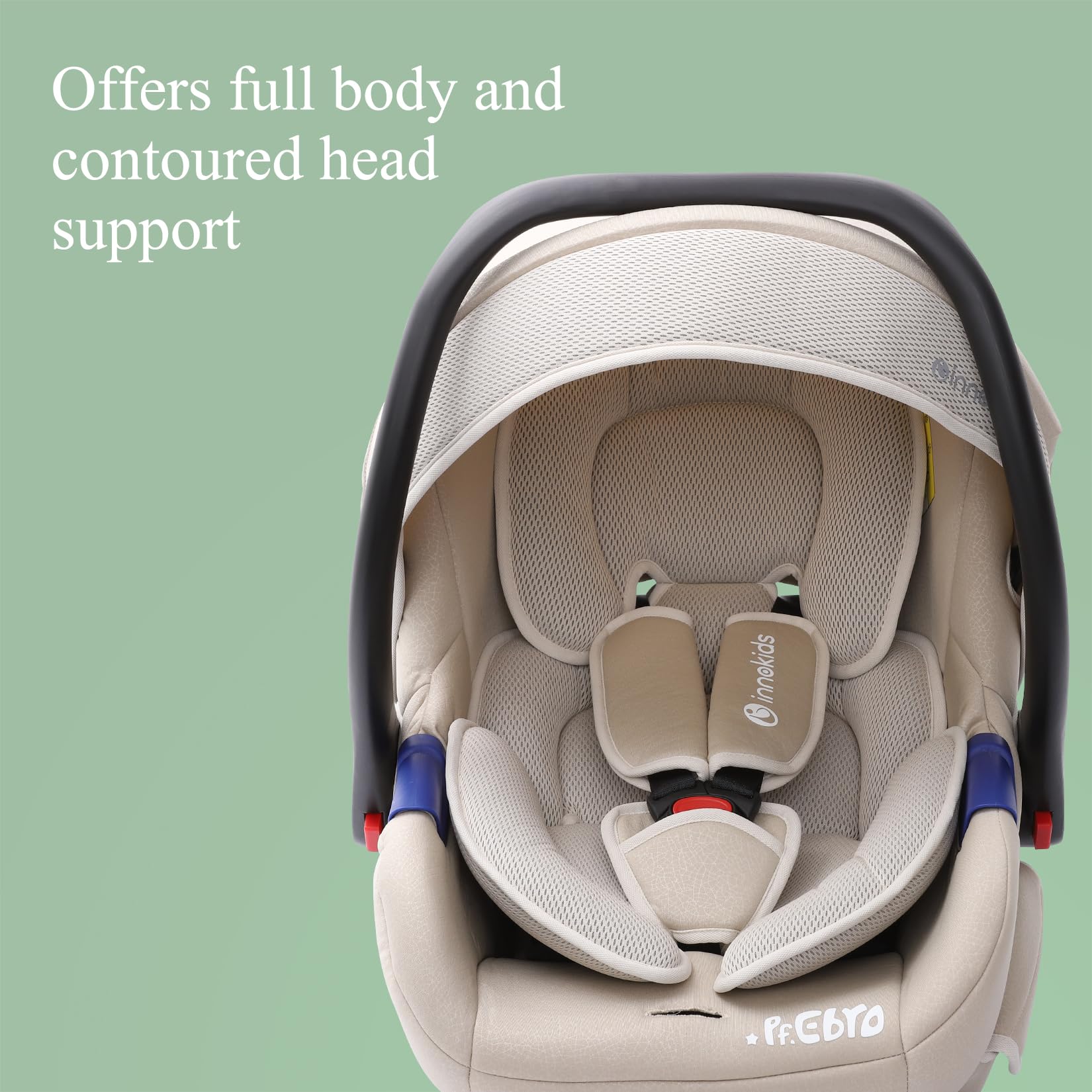 Innokids Insert de siège Auto pour bébé, Support de tête et de Corps pour bébés, Coussin de siège de Voiture Doux pour sièges d'auto et poussettes de bébé (Beige)