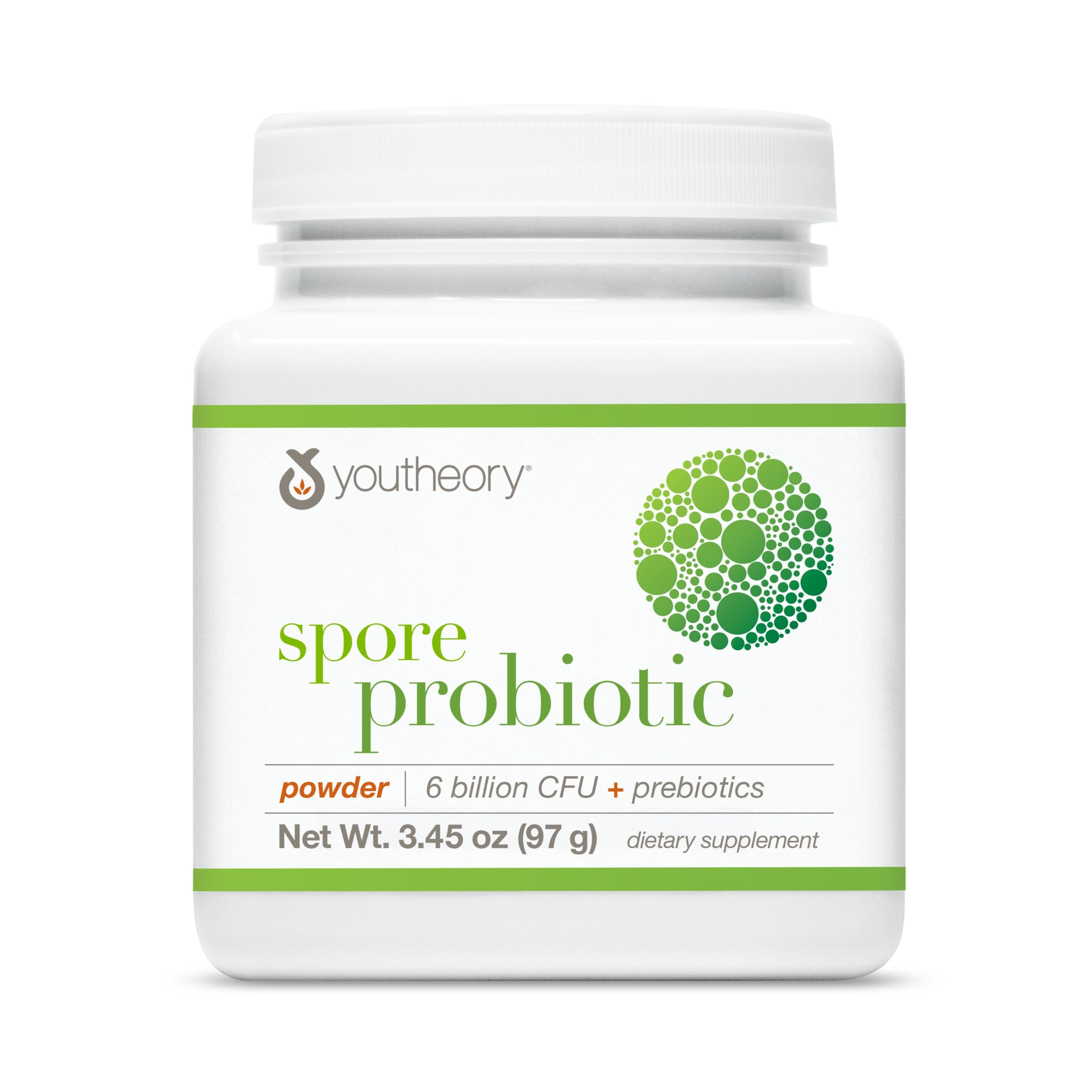 Youtheory Spore Probiotic Powder - Vegan Gut Health Supplement for Men & Women* - 6 Billion CFU - Dairy, Soy & Gluten Free - 3.45 oz