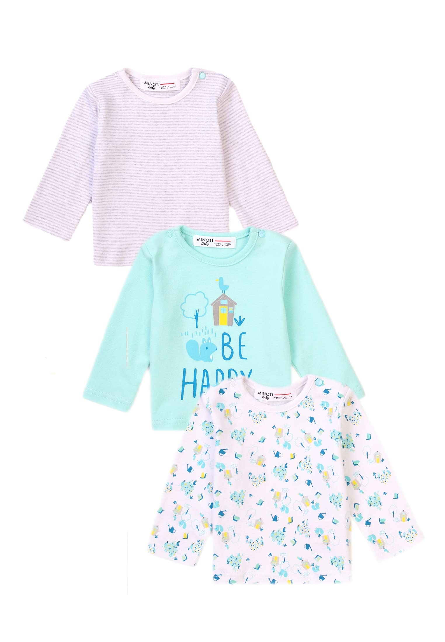 Minoti unisex-baby Basic 3Pk L/S Tops Snail 10