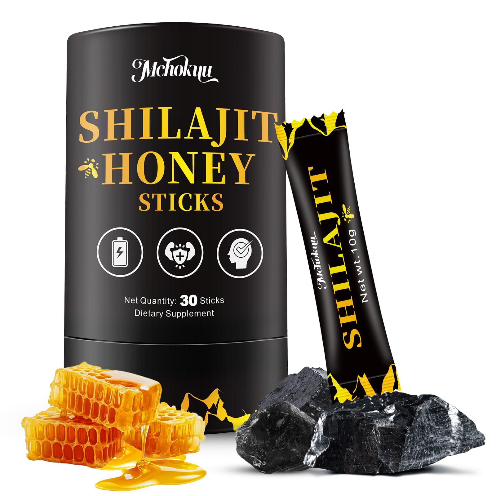 Shilajit Honey Sticks for Men & Women, 30 Sticks
