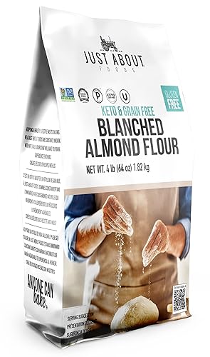 Just About Foods - Harina de almendras blanqueada de 4 libras Keto sin granos sin gluten