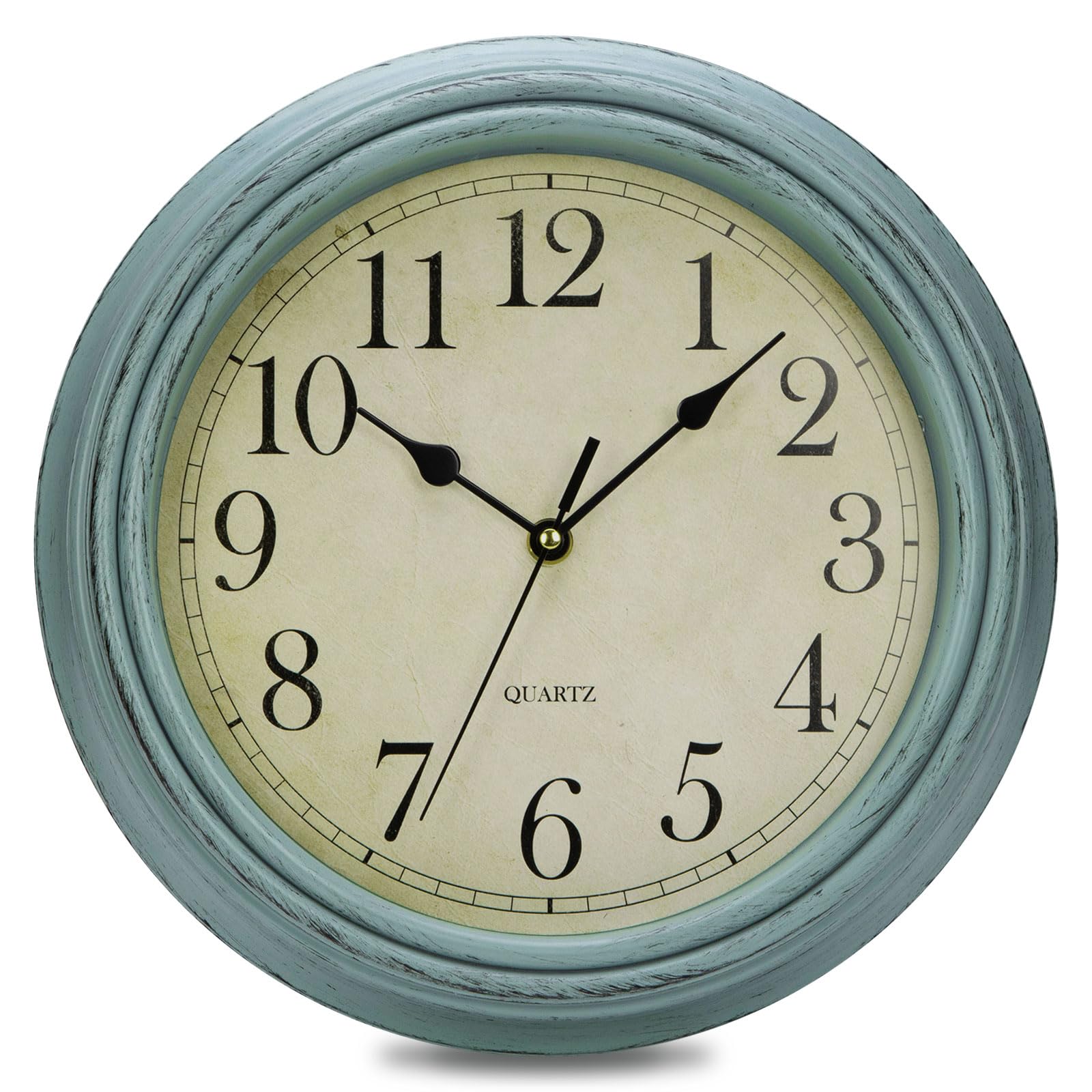 Reloj de Pared Vintage Movimiento de Cuarzo Silencioso para Cocina Salon Oficina Dormitorio 30cm de Diámetro (Números Arábigos - Azul)