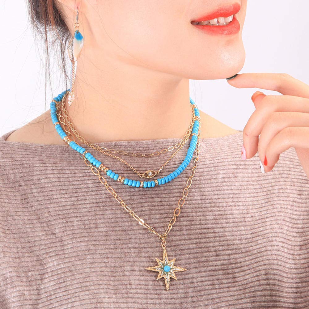 Elegancki naszyjnik Bohemian wielowarstwowy naszyjnik w gwiazdki Kobiety moda osobowość impreza ślub biżuteria akcesoria