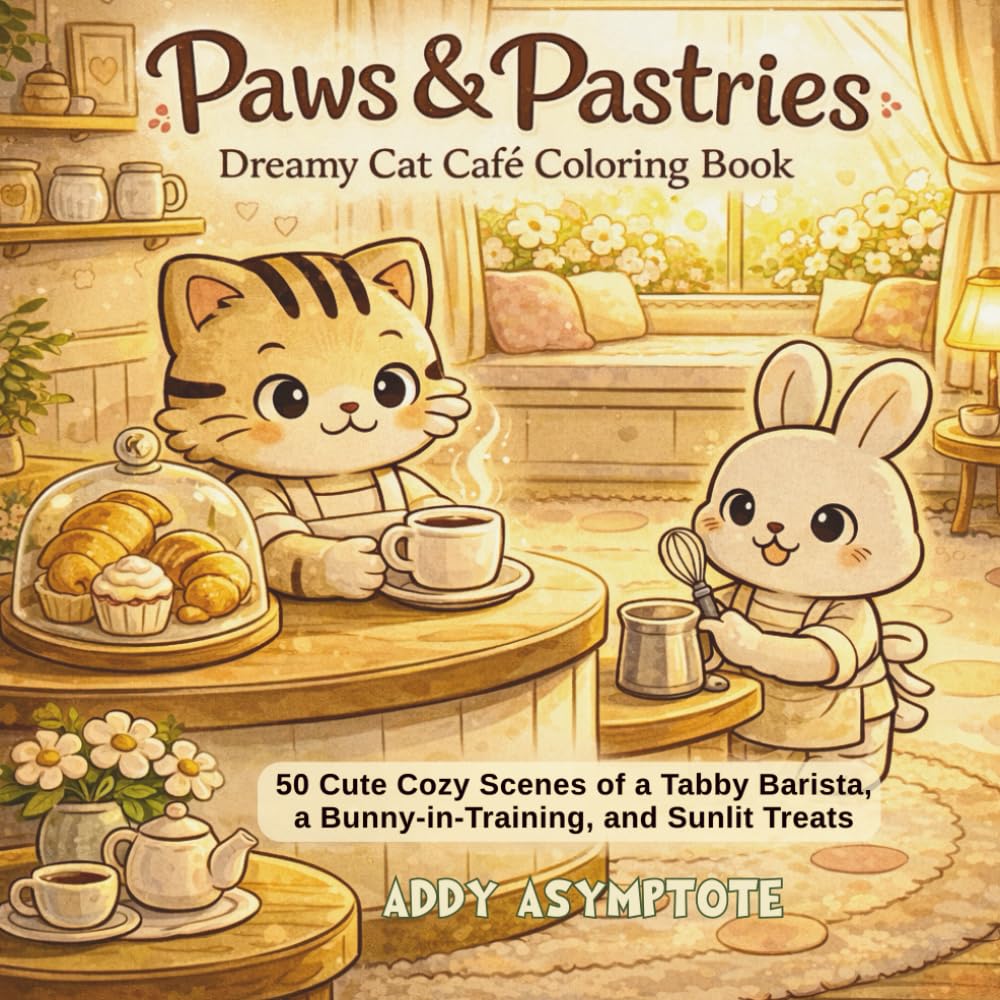Paws & Pastries: A Dreamy Cute & Cozy Cat Cafe Coloring Book (Cozy Critter Coloring)