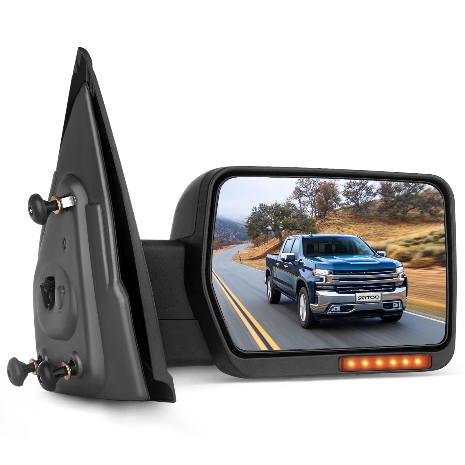 SCITOO Tow Mirror Compatible with for 2004-2014 For Ford For F150 Series Pickup Truck No Turn Signal Light Black Housing Towing Mirror RH