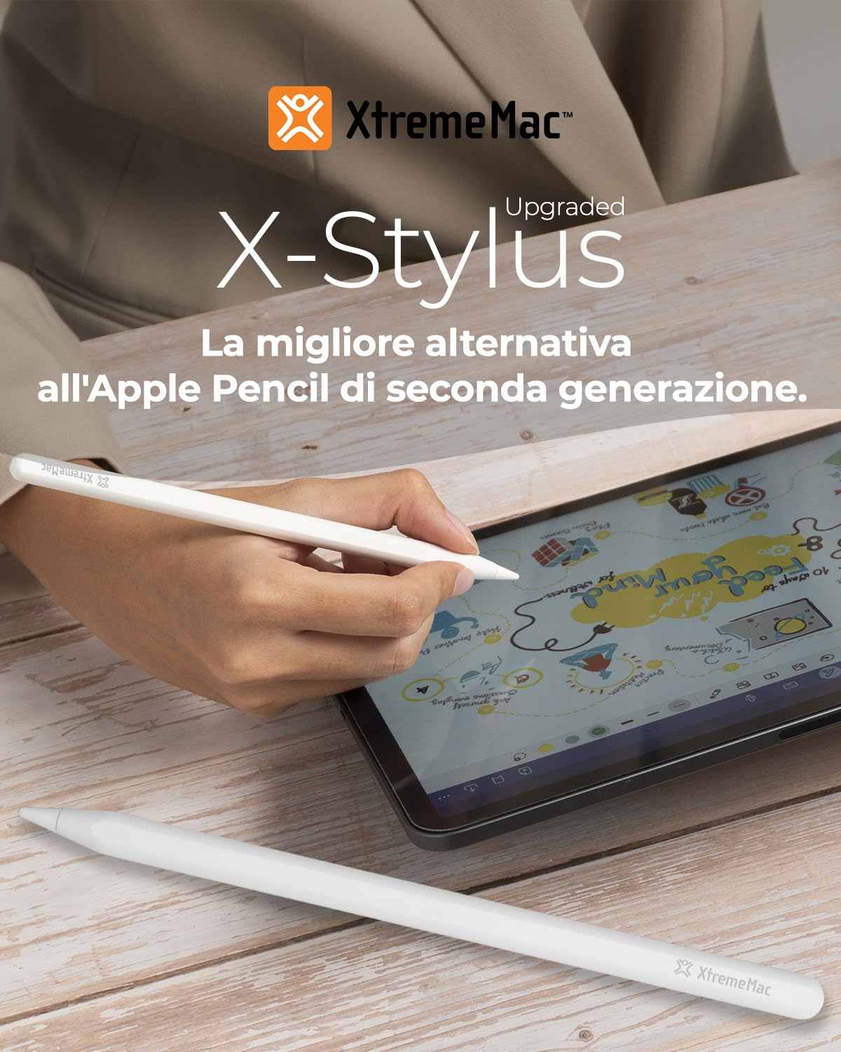 XtremeMac X-Stylus: penna di ricarica wireless aggiornata, compatibile con iPad Pro (12,9" e 11", Gen 1-6), iPad Air (Gen 4-5), iPad Mini 6