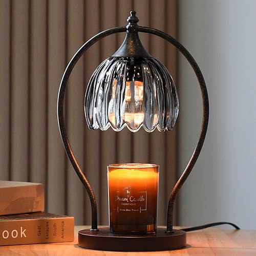 Candle Warmer Lamp, Vintage Dimmable Candle Warmer with Timer, Wax Melts Warmer for Jar Candles Birthday Gifts for Men & Women, House Warming Gifts New Home Decor for Bedroom Living Room, Gray Black - Gray