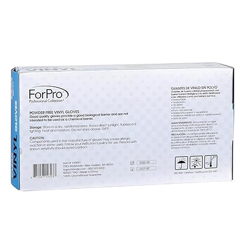 Miniatura 10 de ForPro Professional Collection Guantes de vinilo desechables, transparentes, de grado industrial, sin polvo, sin látex, no estériles, seguros para