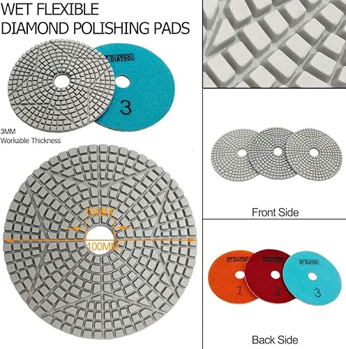 Miniatura 2 de DT-DIATOOL Almohadillas de pulido de diamante de 3 pasos de 4 pulgadas para terrazo de mármol de granito (juegos de 6 piezas)