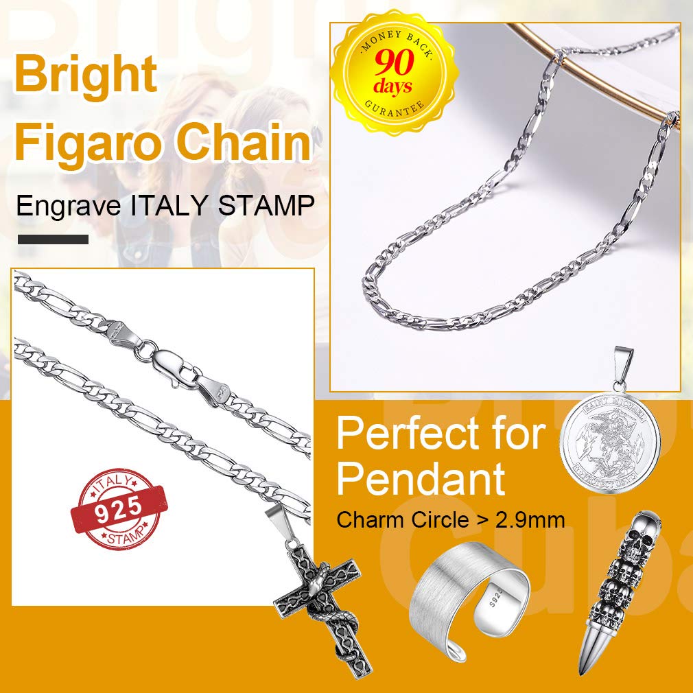 PROSTEEL Catenina Uomo Argento 925 Vero Collana da Uomo Argento 925 Collane Uomo Argento 925 Larghezza 3 mm, Lunghezza 70 cm