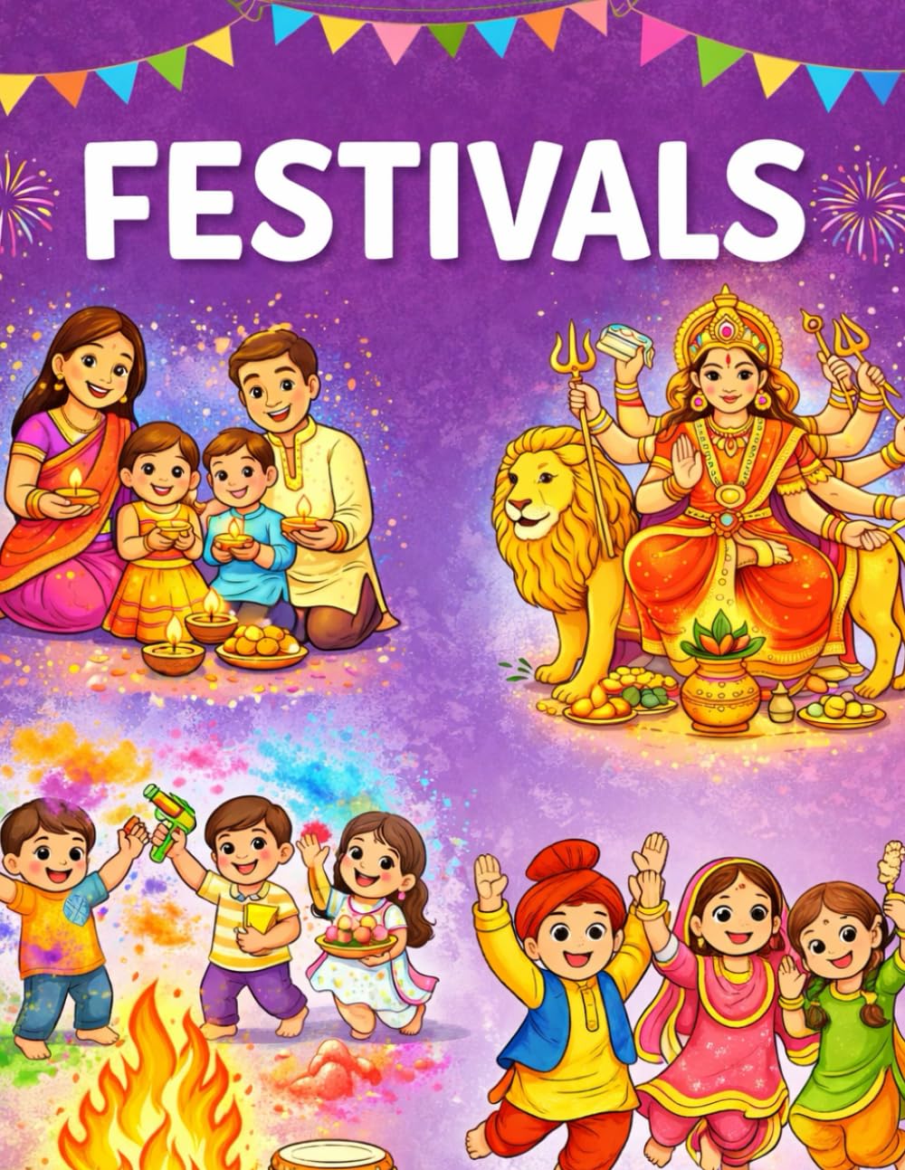 FESTIVALS: A Fun Coloring Book for Kids , Color & Celebrate Indian Festivals