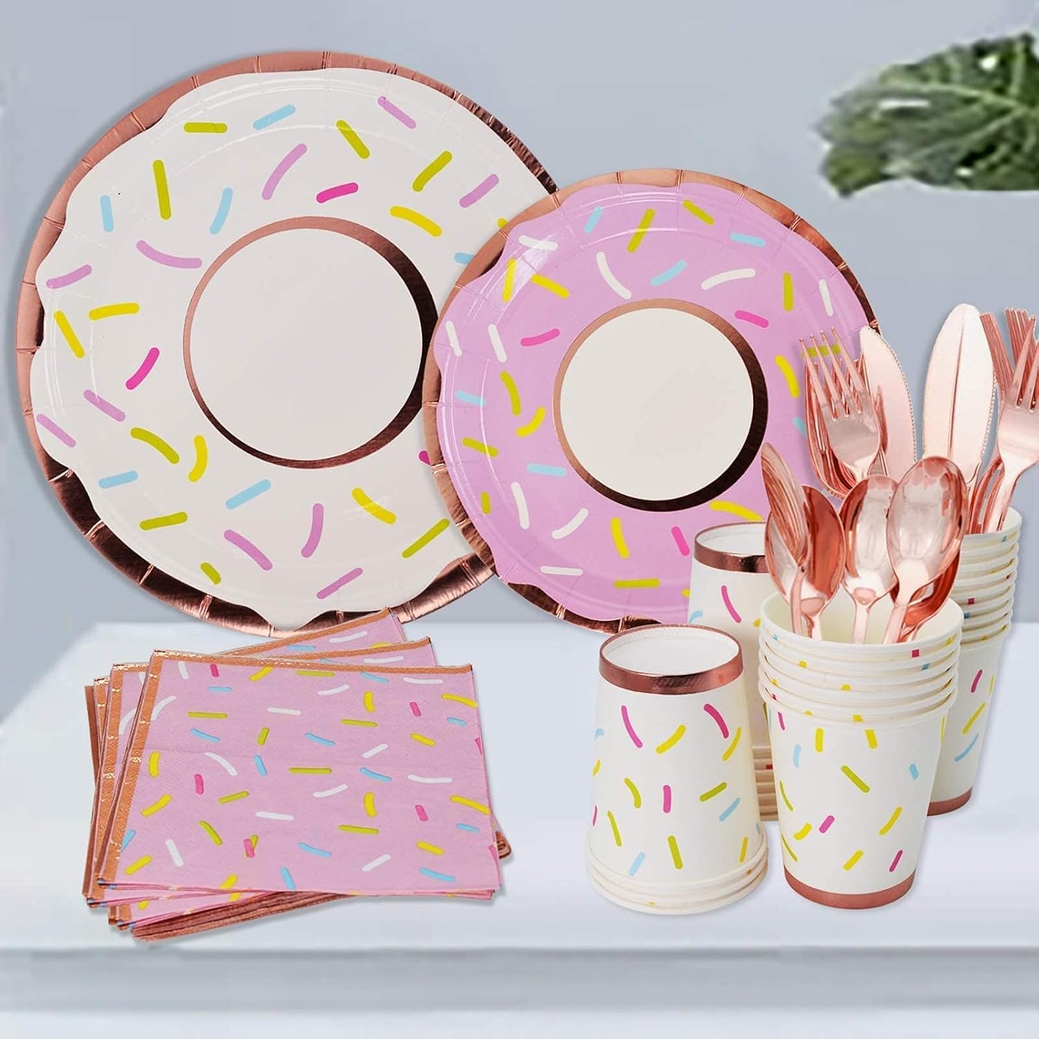 175Pcs Donut Plates and Napkins Party Supplies Two Sweet Birthday Decorations, Donut Party Supplies for Wedding Baby Shower Parties, Donut Party Plates Serves 25