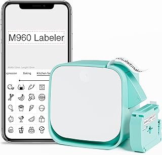 Vixic M960 Label Makers - Bluetooth Mini Label Maker Machine with Tape - Portable Handheld Label Printer,Easy to Use Smartphone Labeler for Home School Small Business Office Organizing, Rechargeable