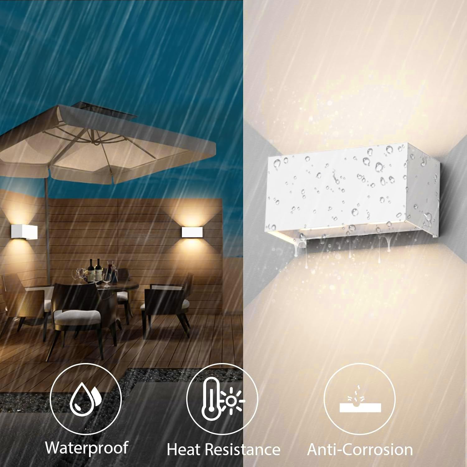 25W Applique Esterno Interno COB LED, Lampada da Parete Muro IP65 Impermeabile, Luce Bianco Caldo 3000K, in Alluminio Angolo Regolabile, Bianco, confezione da 4