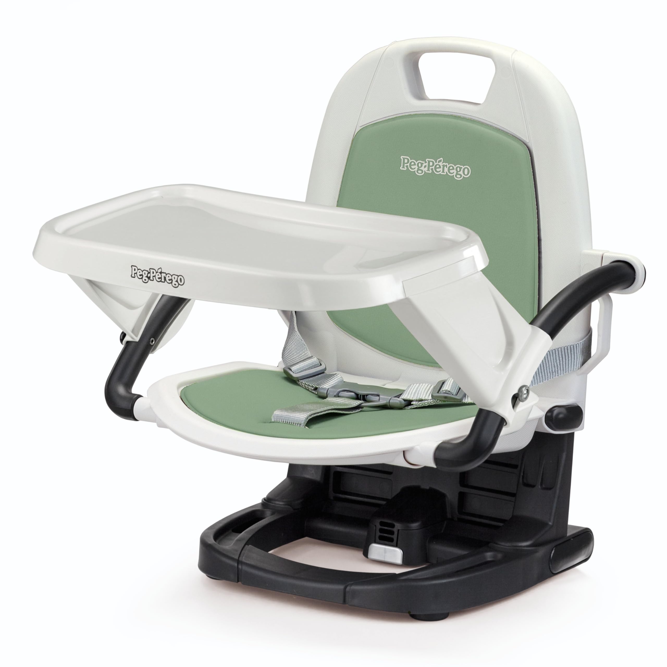 PEG Rialto Alzasedia Pappa, Sedia Bimbi Portatile e Regolabile, Chiusura Compatta, Vassoio Rimovibile, Seggiolone da Viaggio per Bambini da 6 Mesi a 3 Anni (0-15 kg), Mint