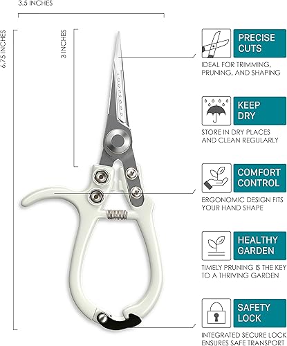 Miniatura 3 de Tijeras de podar para plantas con funda de cuero vegano, tijeras de recorte de jardín con funda para cinturón, recortadores de bonsái, recortadores