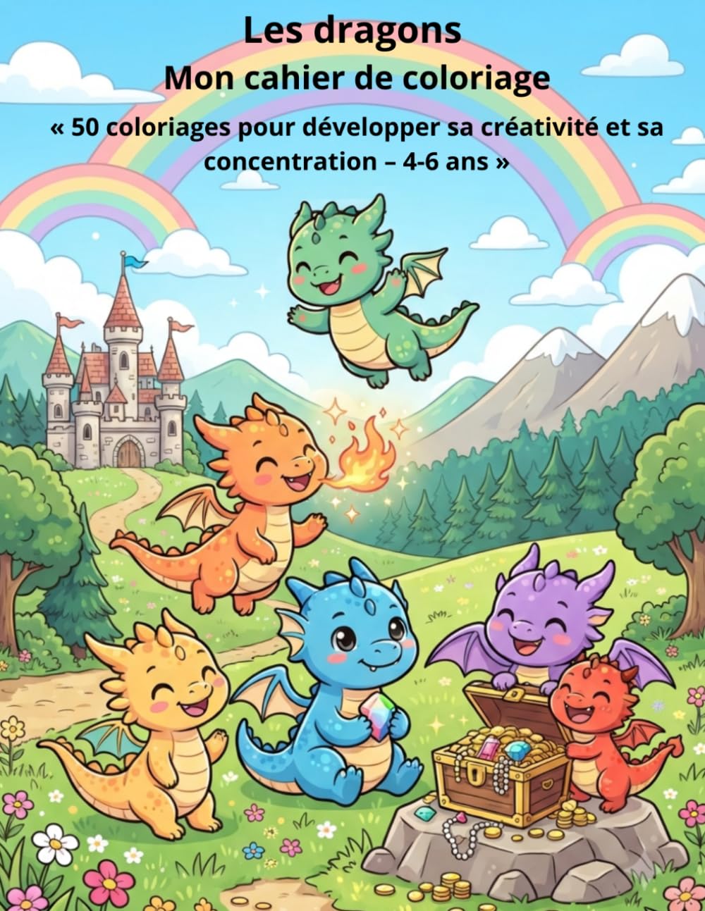 Les dragons Mon cahier de coloriage: « 50 coloriages pour développer sa créativité et sa concentration – 4-6 ans »