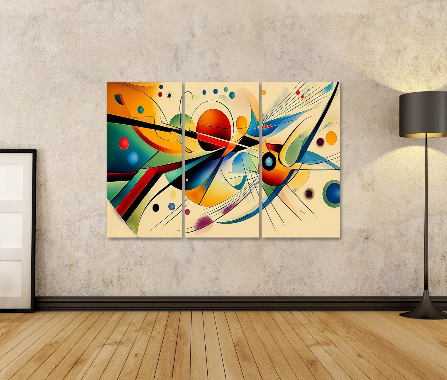 islandburner Quadro su tela Colorato astratto Kandinsky composizione con cerchi e linee immagini murali poster