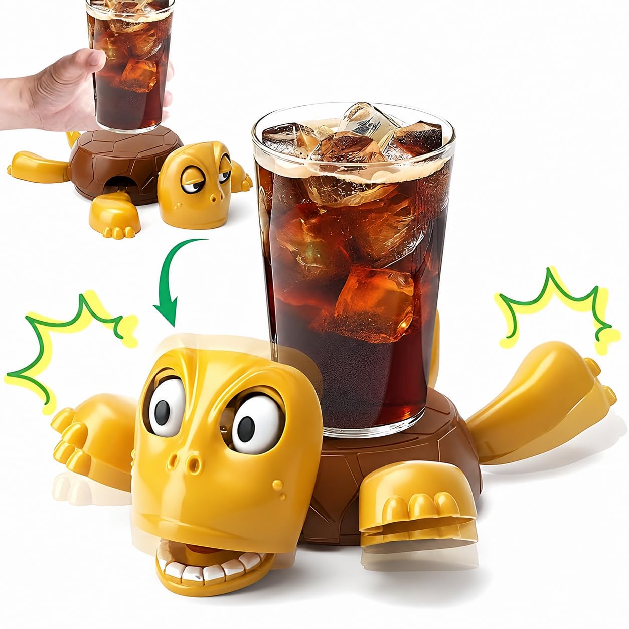 MeeTo Turtle Coaster with Funny Expression Turtle Cup Holder Coaster for Tea, Coffee and Wine Glasses, Home Kitchen Office Gift for Men Women Kids No Sound (1)-image-10