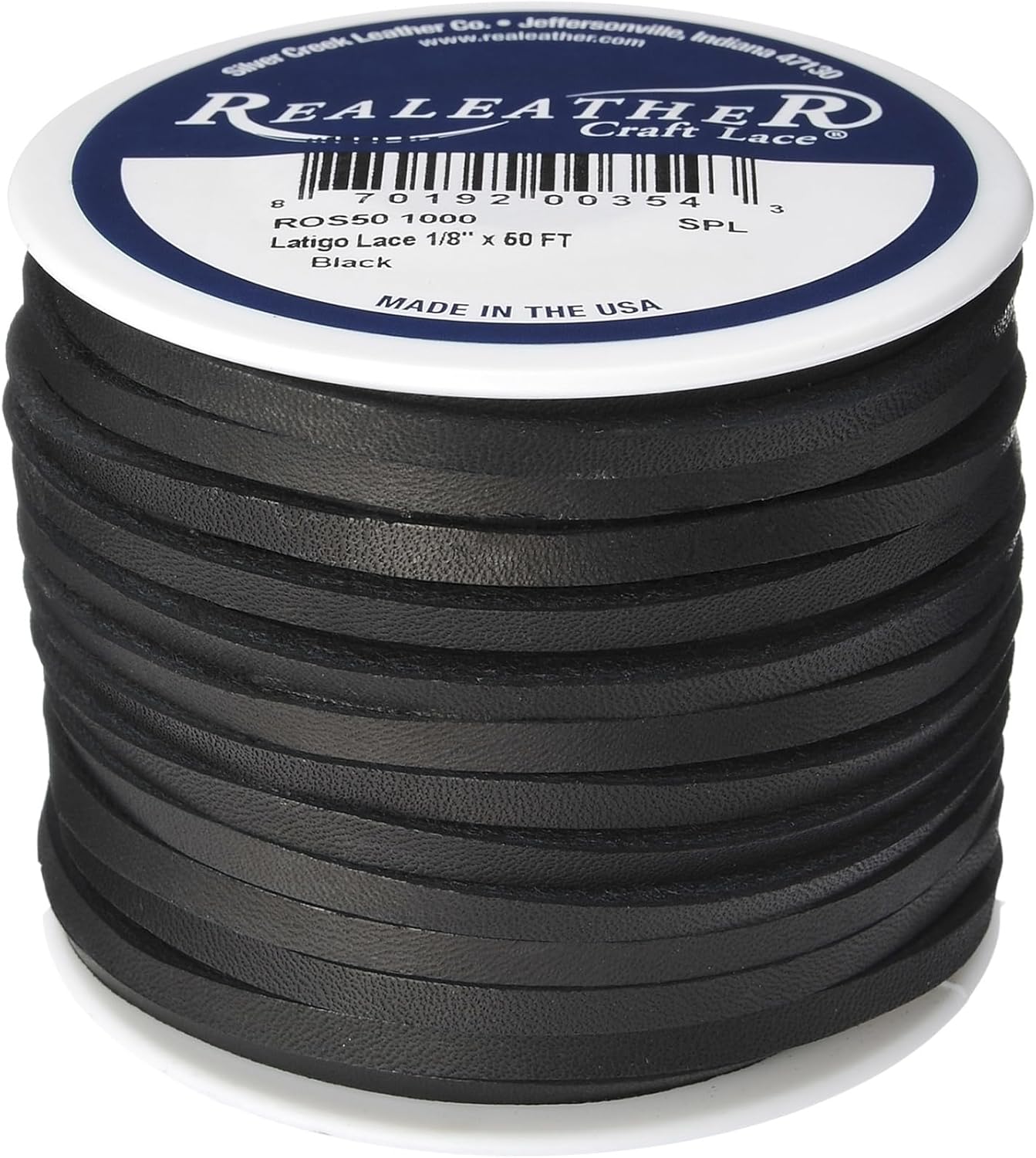 Silver Creek Leather Co Realeather Latigo Leather Lace for Crafts and Jewelry Making, 1/8" x 50', Black