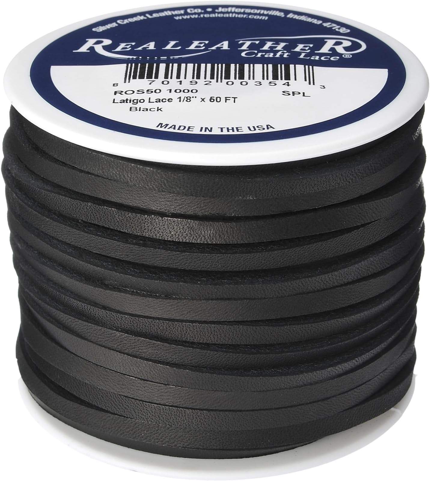 Silver Creek Leather Co Realeather Latigo Leather Lace for Crafts and Jewelry Making, 1/8" x 50', Black