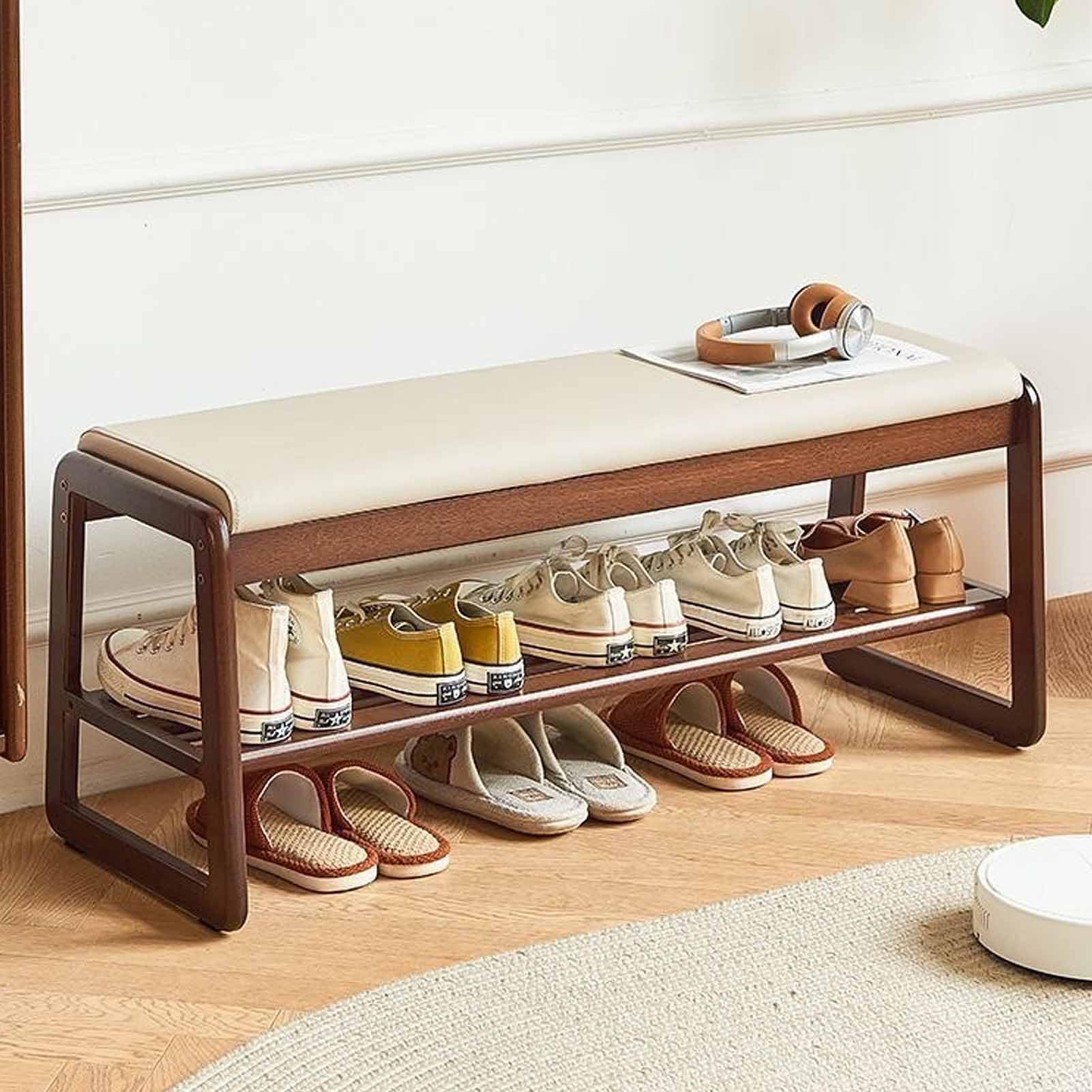 SXZenSpace Shoe Bench Entryway with Storage Small Wooden Indoor Hallway Narrow and Seating