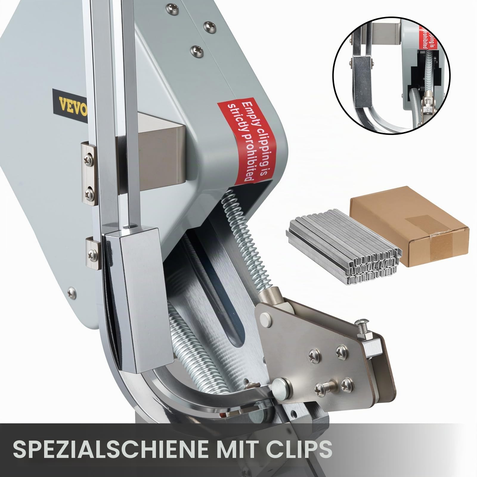 Happybuy Hochwertige manuelle u-förmige Wurst-Klipper-Schneidemaschine mit einer Schachtel Clips (5000 Stk.), robuste Brot Schneidemaschine aus A304-Feinstahl, klappbarer Allesschneider, 37x19x57 cm