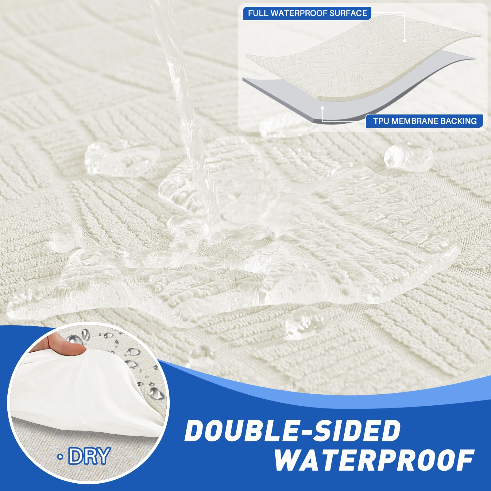 Ystyle Sofa Sitzkissenbezug Stretch, Wasserdicht Sofa Sitzbezug, Elastischer Kissenbezüge, Universal Sofa Sitzkissenbezug, Sofa Überzug Sofakissen Bezug(3 Sitzer, Creme)