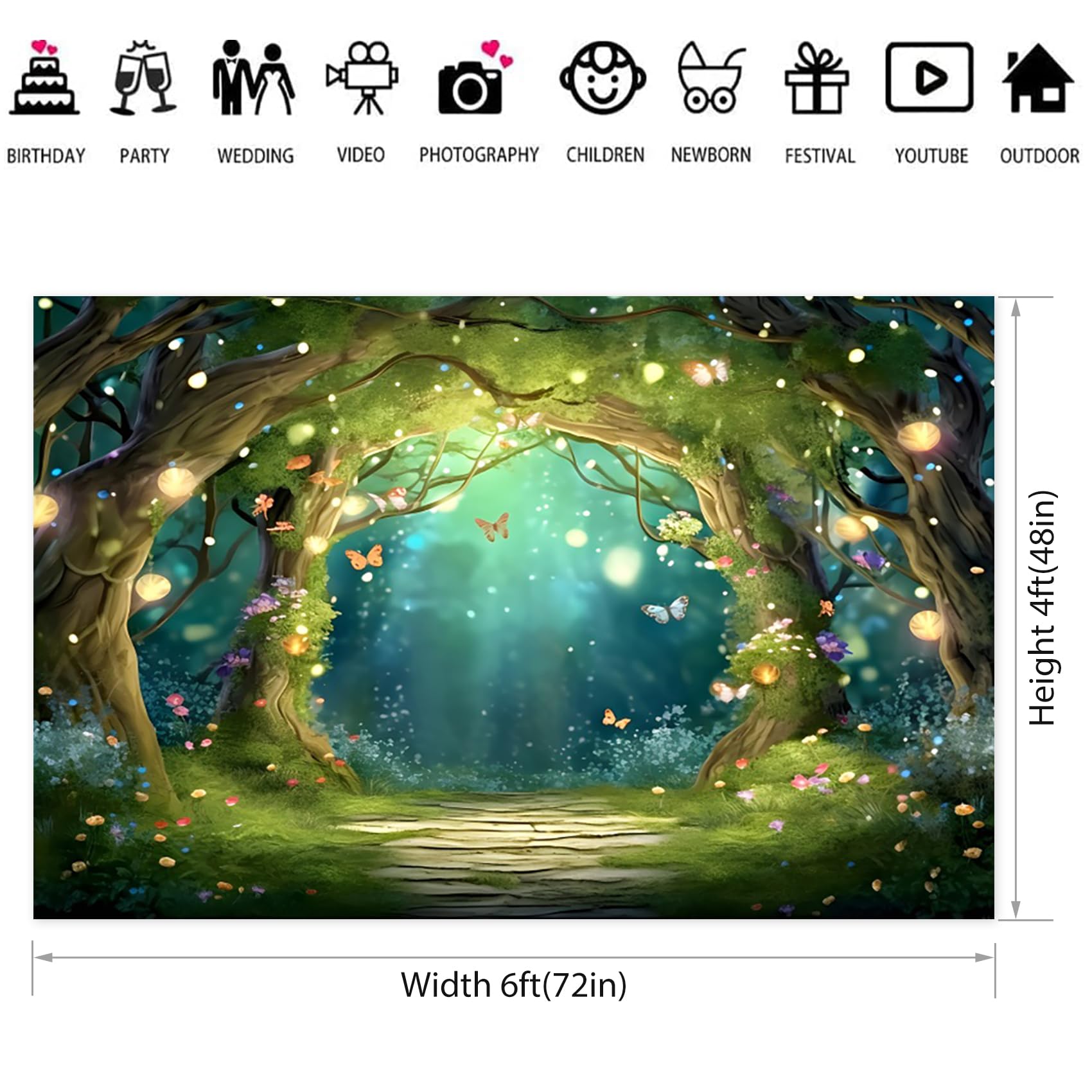 Amazon | dnldliq 6x4フィート 魅惑の妖精の森の背景幕 おとぎ話