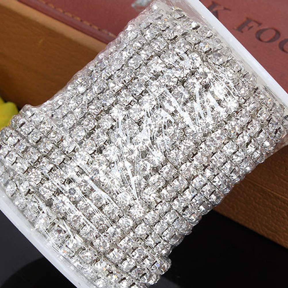 Leaf Silver Rhinestone Sewing Trims 1 Metre Rhinestone Chain - Silver ...