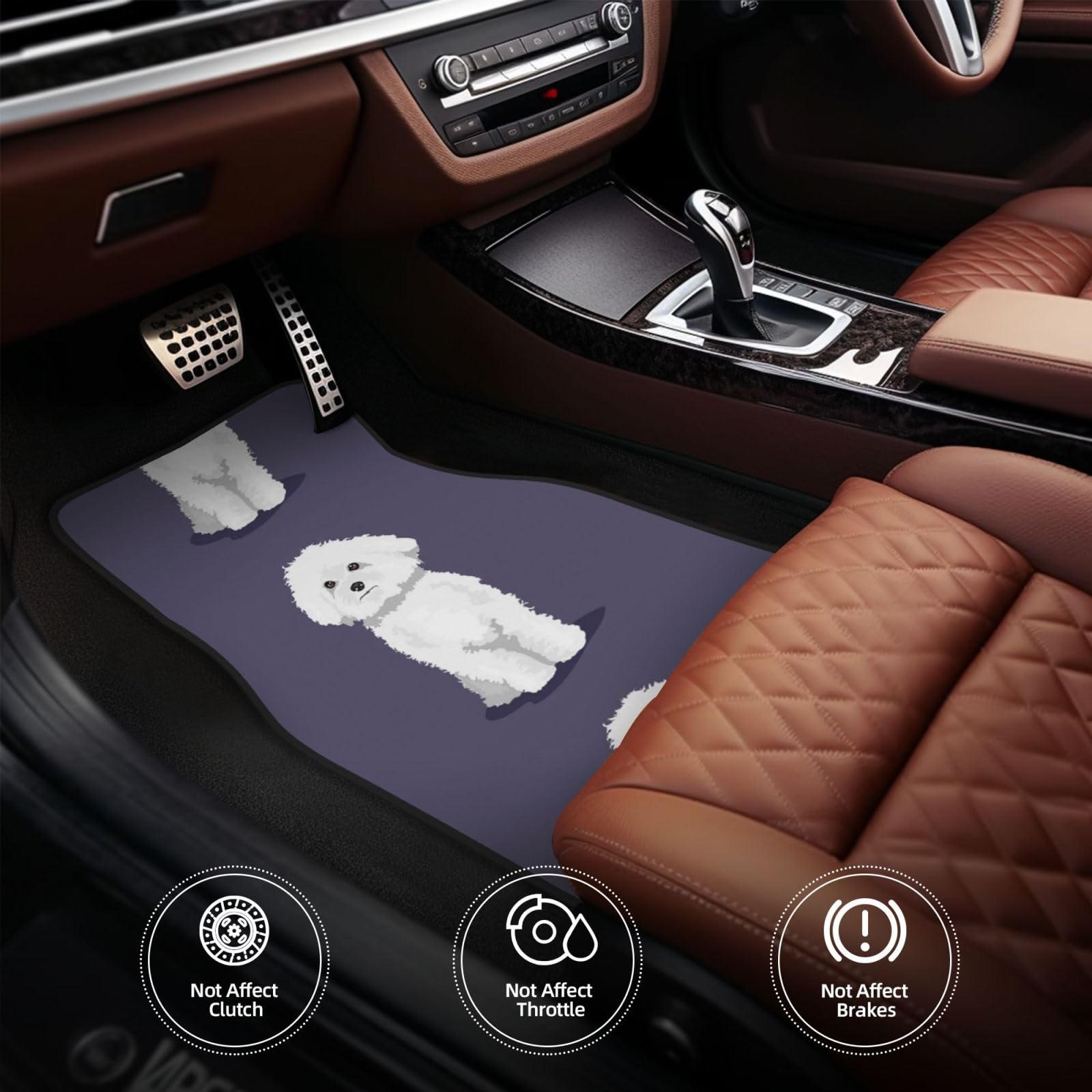Weißer Bichon Frisé, 4er-Set Auto-Fußmatten, Neopren-Fußmatten für Fahrzeuge, rutschfeste Auto-Fußmatten, Autozubehör