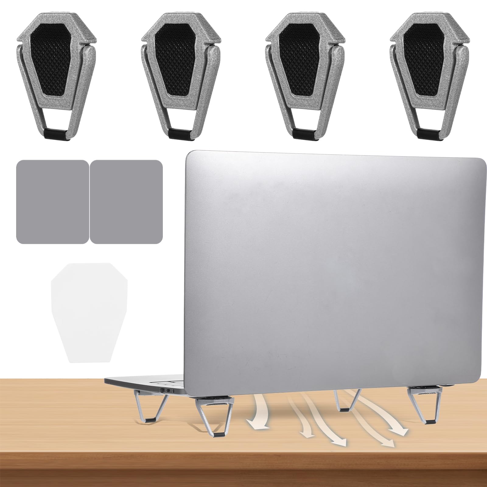 4Pcs Laptop Stand Portable Laptop Mini Stand Zinc Alloy Invisible Laptop Cooling Pad Adjustable Lightweight Laptop Stand for