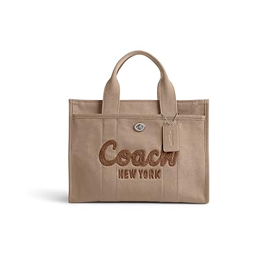 COACH Cargo Tote Tote Handbags Silver/Dark Natural, Canvas/Leather