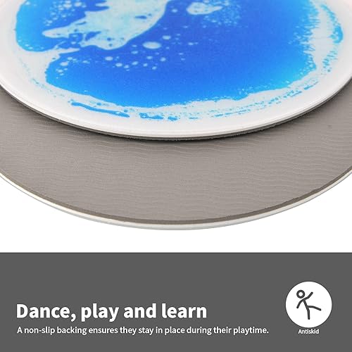 Miniatura 9 de Art3d 4 azulejos redondos sensoriales para niños, niños pequeños y niños, tapete de actividad sensorial líquida colorida para juego activo y